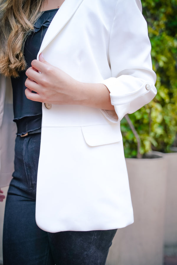 Blazer Genova Manga 3/4 Blanco