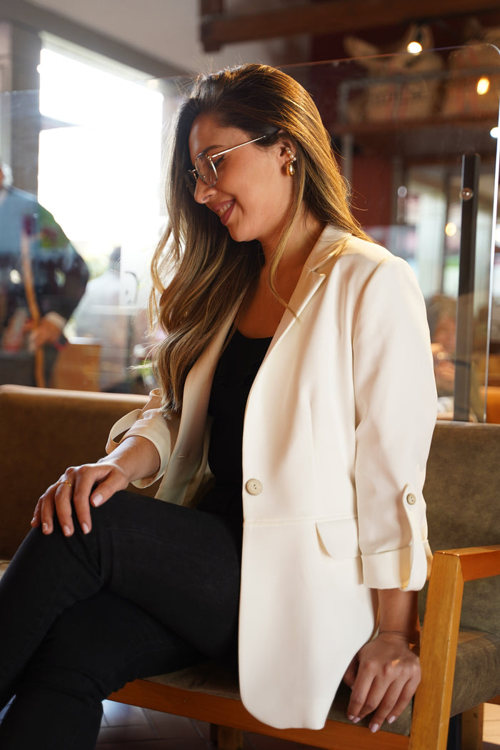 Blazer Genova Manga 3/4 Blanco - Vista 4