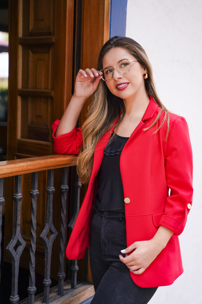 Blazer Genova Manga 3/4 Rojo - Vista 3